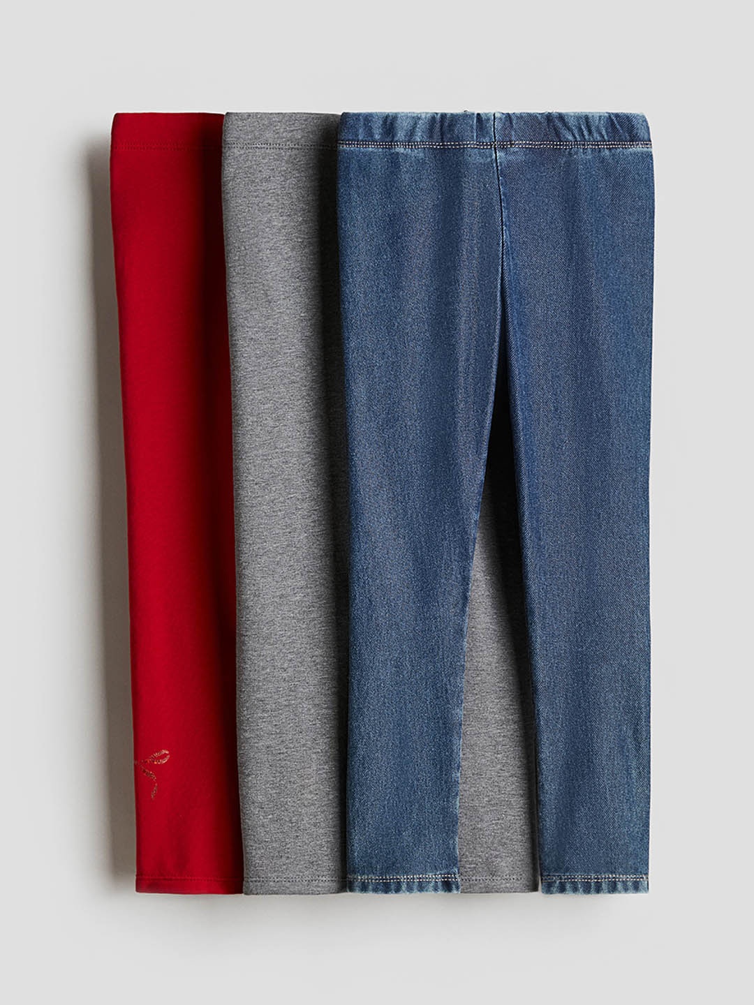 

H&M Girls Pack Of 3 Ankle Length Leggings, Blue