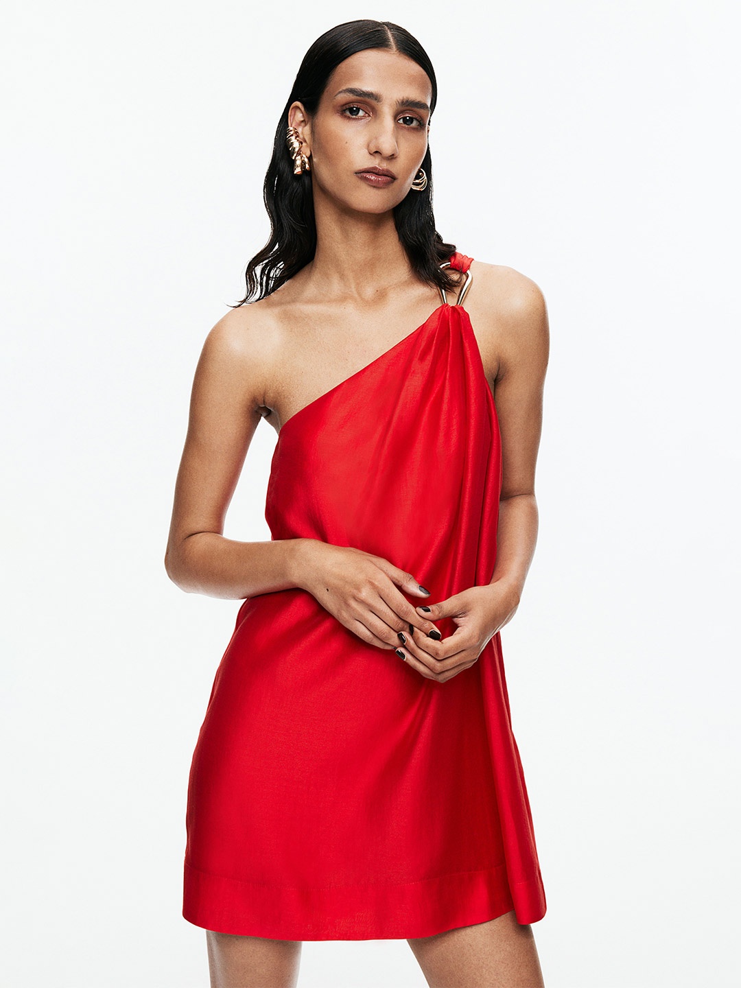 

H&M One-Shoulder Mini Dress, Red