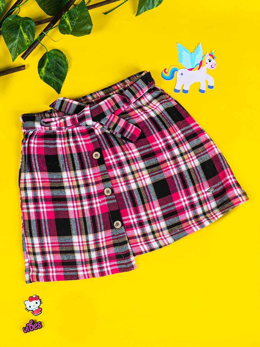 

Purple United Kids Girls Checked A-Line Above Knee Skirt, Pink