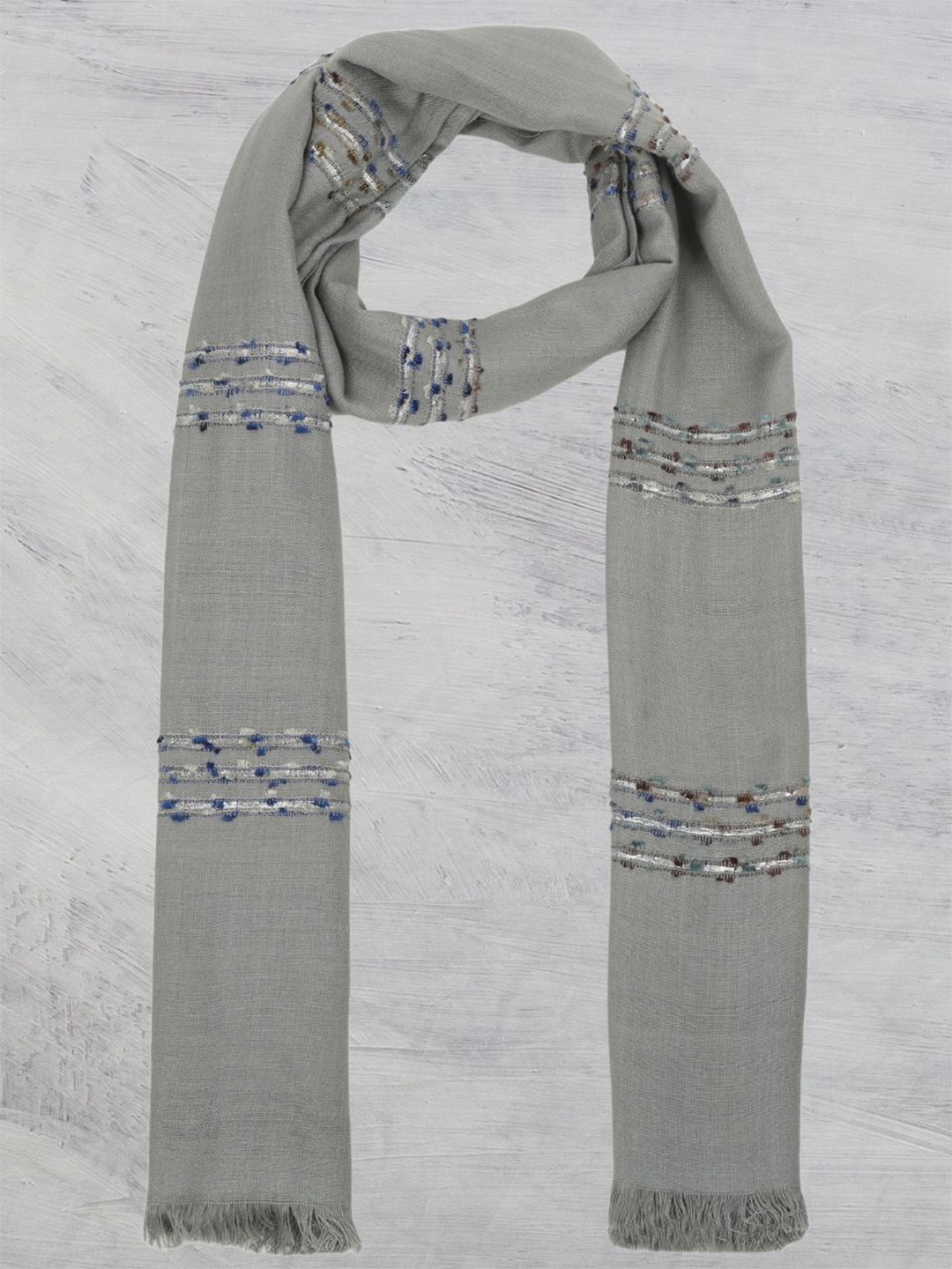 

Dupatta Bazaar Women Striped Stole, Grey