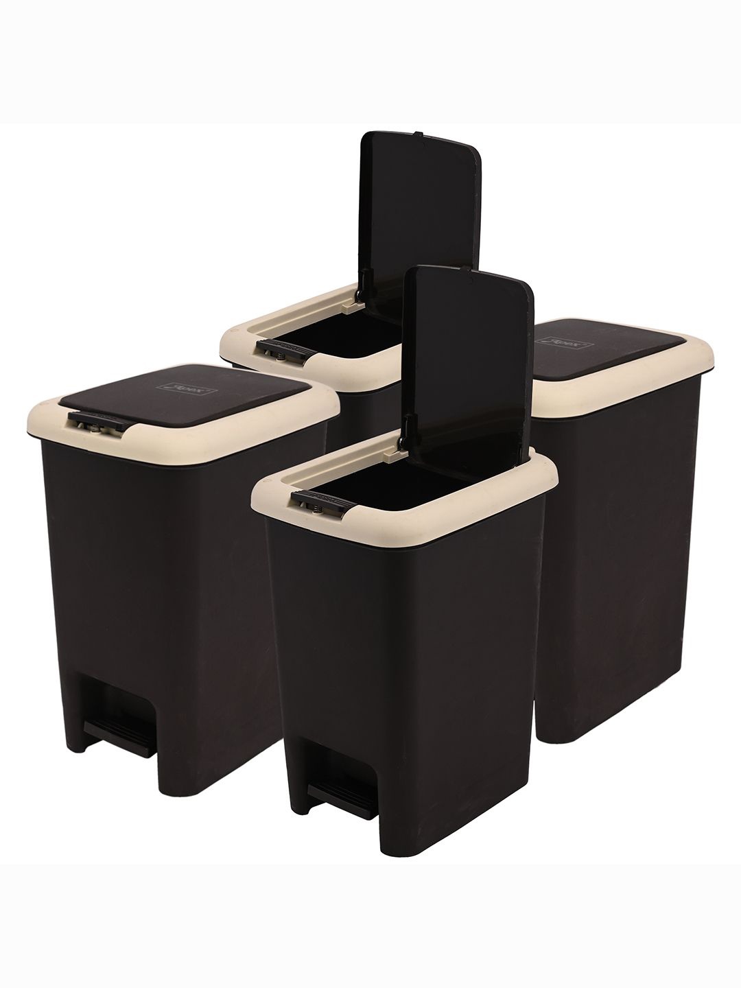 

Kuber Industries Brown 4 Pieces Pedal Dustbins - 7L Each