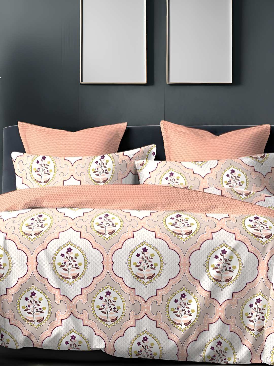 

Sleeping Owls- because your sleep matters White & Pink Floral 186 TC Queen Bedsheet with 2 Pillow Covers