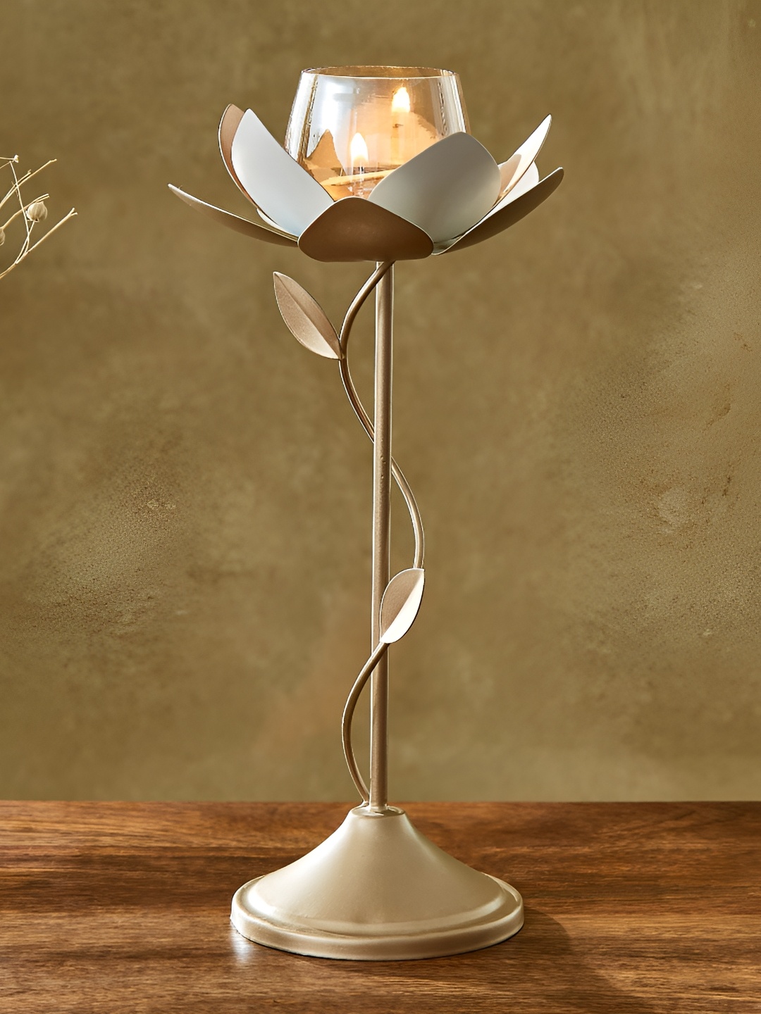 

Home Centre Mabel Kamal Gold-Toned Textured Metal Candle Holder