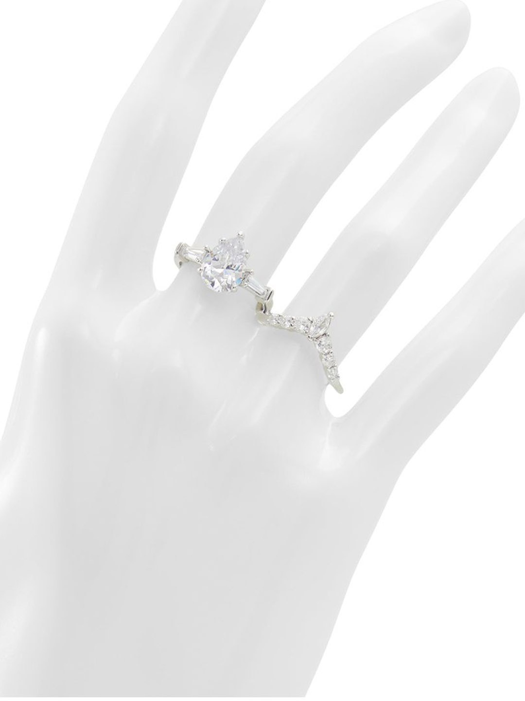 

ALDO Set Of 2 Silver-Plated Cubic Zirconia Studded Rings