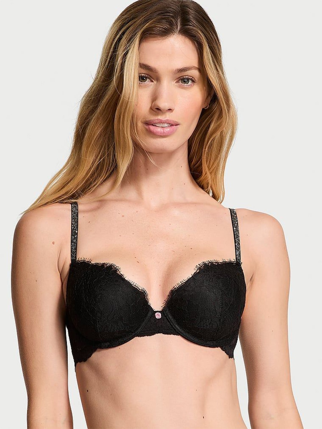 

Victoria's Secret Floral Bra Medium Coverage Underwired Lightly Padded, Black