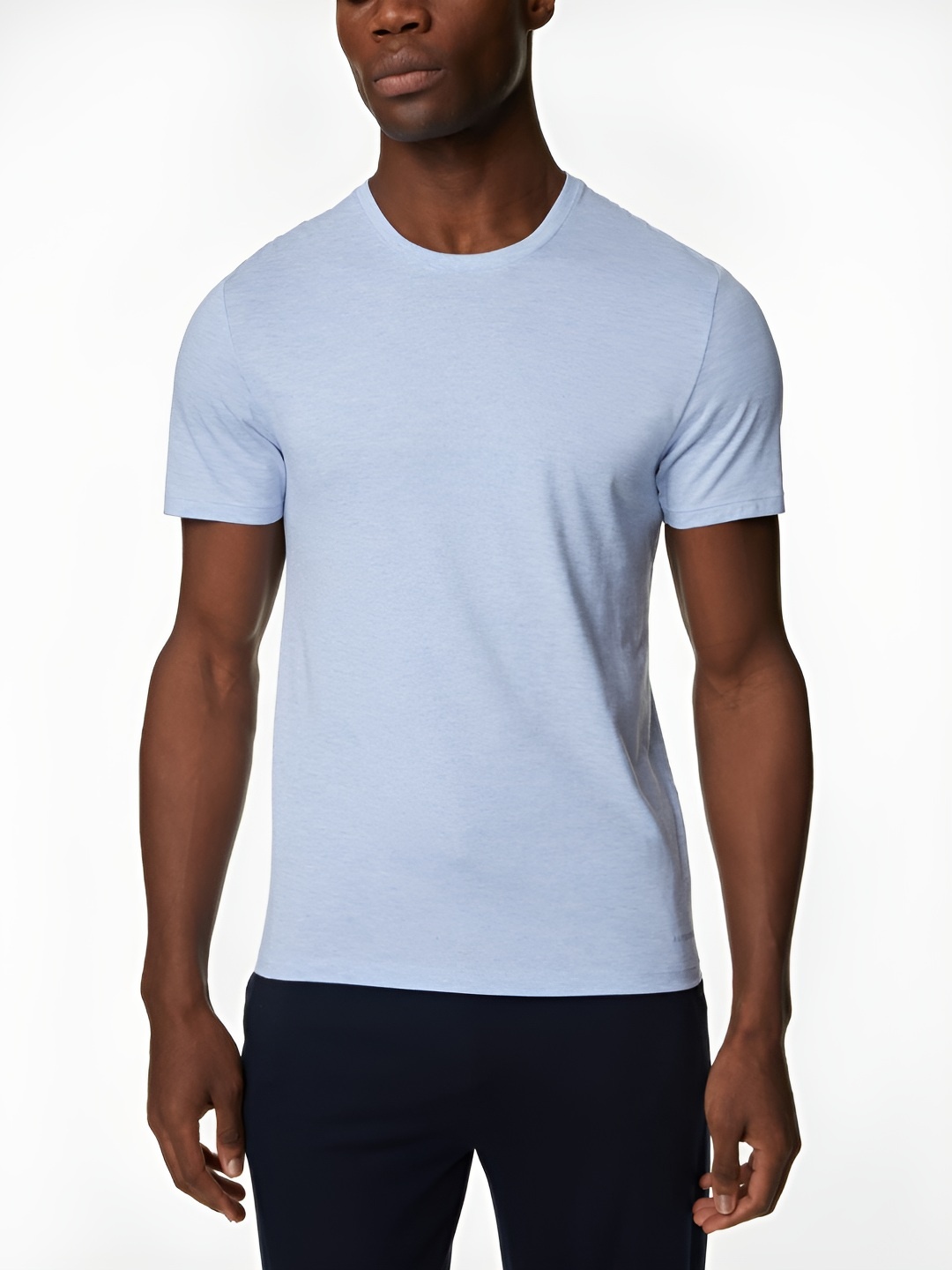 

Marks & Spencer Men Solid Round Neck Cotton T-shirt, Blue