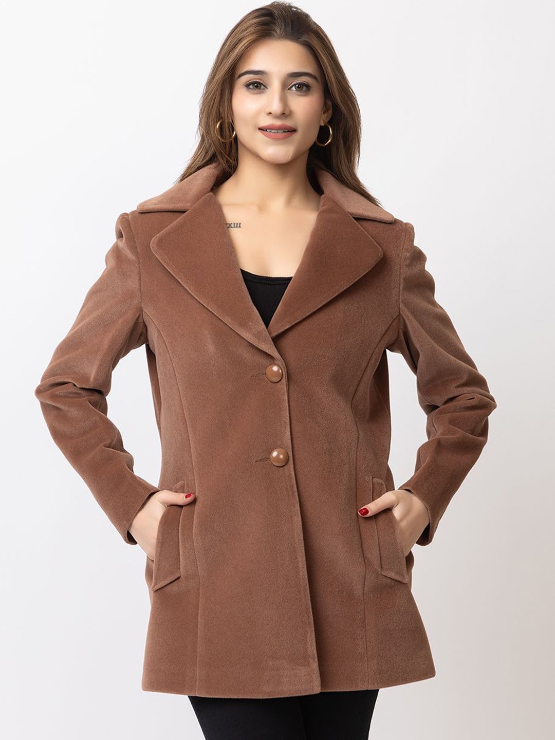 

ELEVEIGHT Single-Breasted Overcoat, Coffee brown