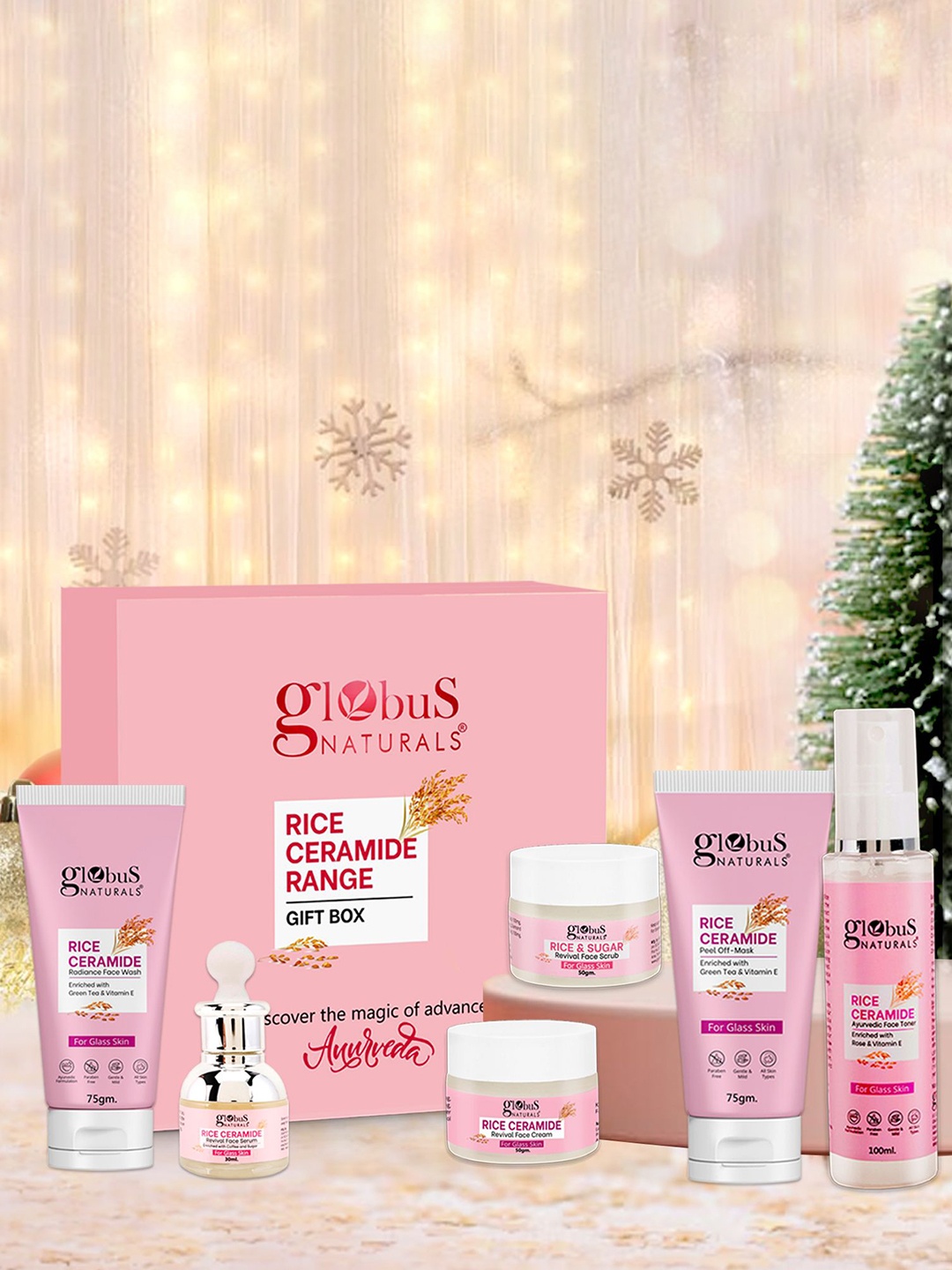 

Globus naturals Set Of 6 Revival Rice Ceramide Christmas Radiance Box, Purple