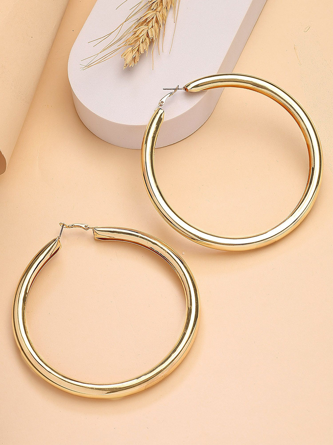 

Bohey by KARATCART Gold Plated Contemporary Hoop Earrings