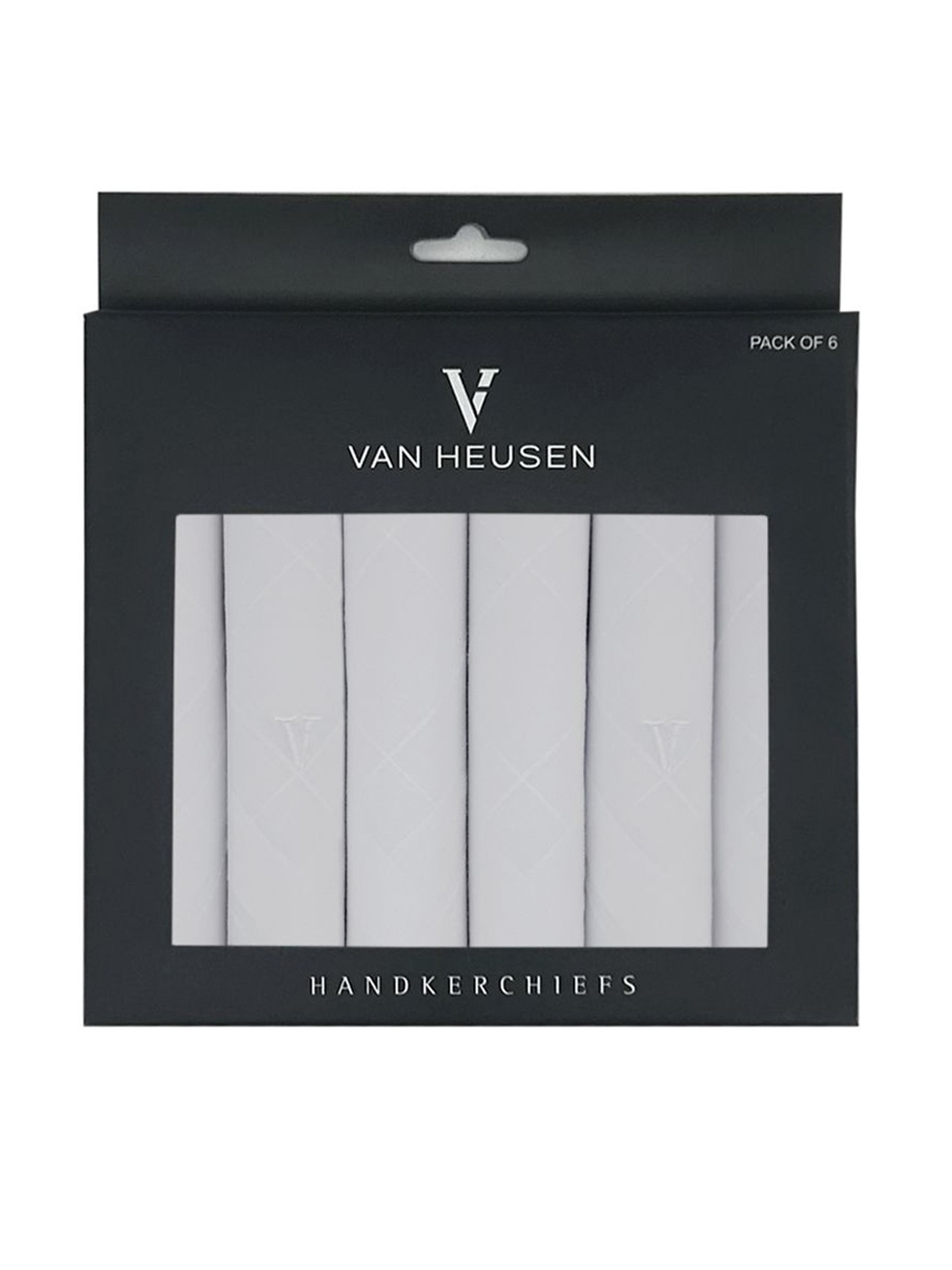 

Van Heusen Men Pack of 6 Printed Cotton Handkerchief, White