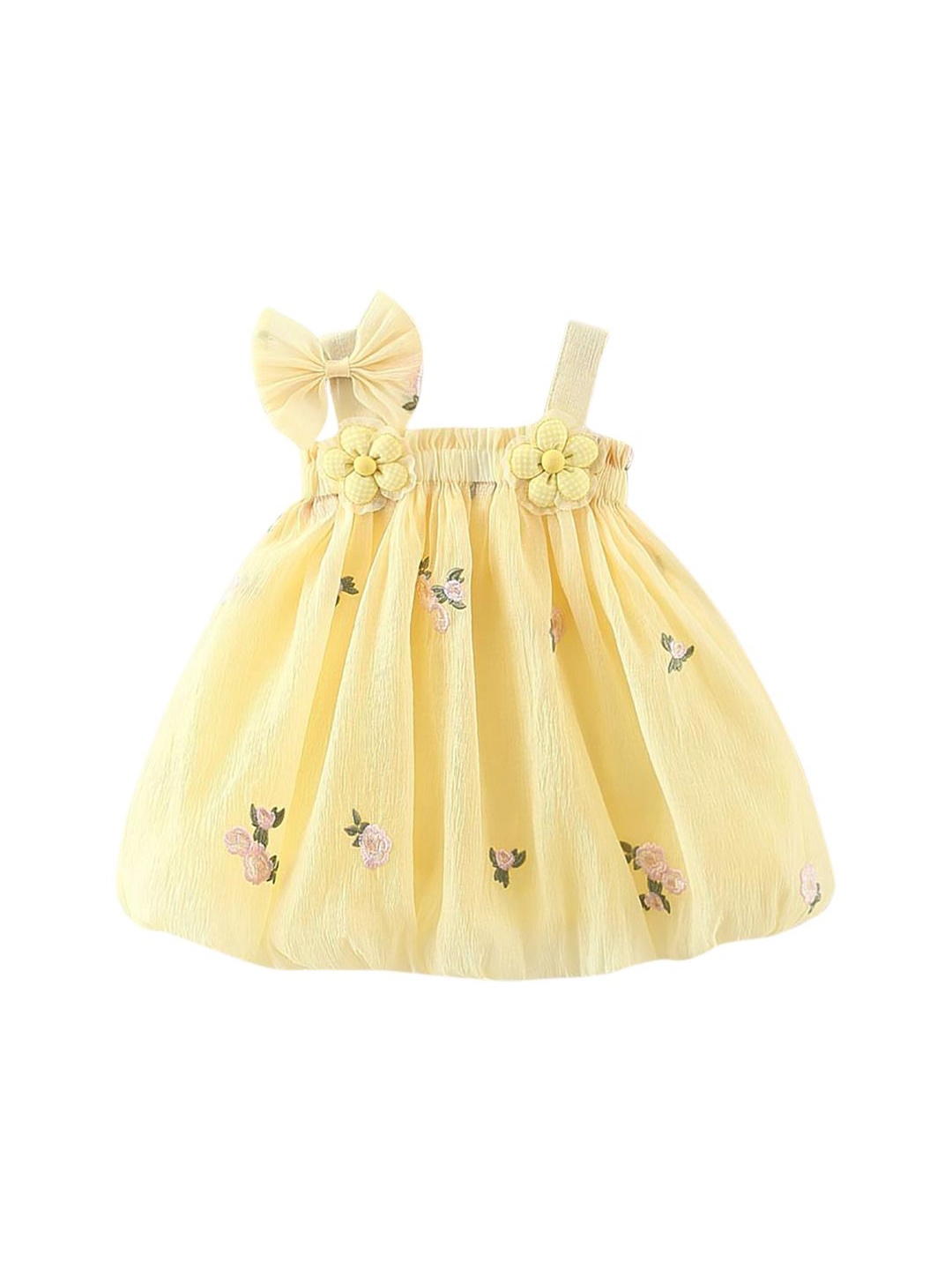 

StyleCast x Revolte Girls Cotton Floral Embroidered A-Line Dress, Yellow