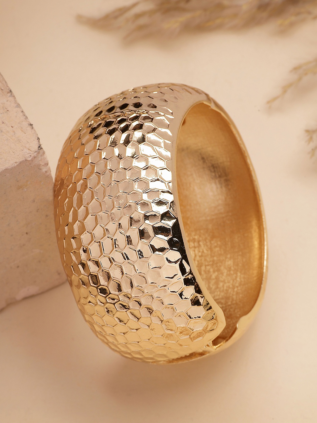 

Bohey by KARATCART Gold-Plated Stainless Steel Kada Bracelet