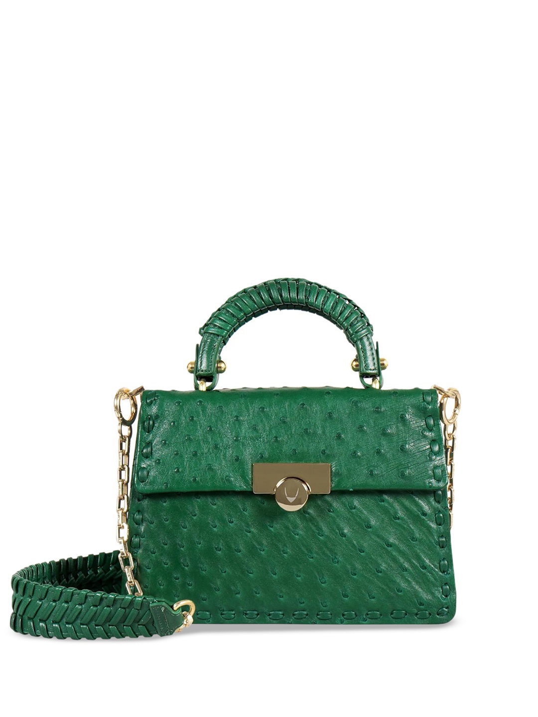 

Hidesign Women Textured Shopper Leather Handheld Bag, Green