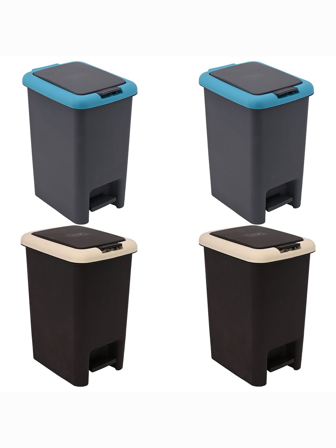 

Kuber Industries Grey & Brown 4 Pieces Pedal Dustbins - 7L Each