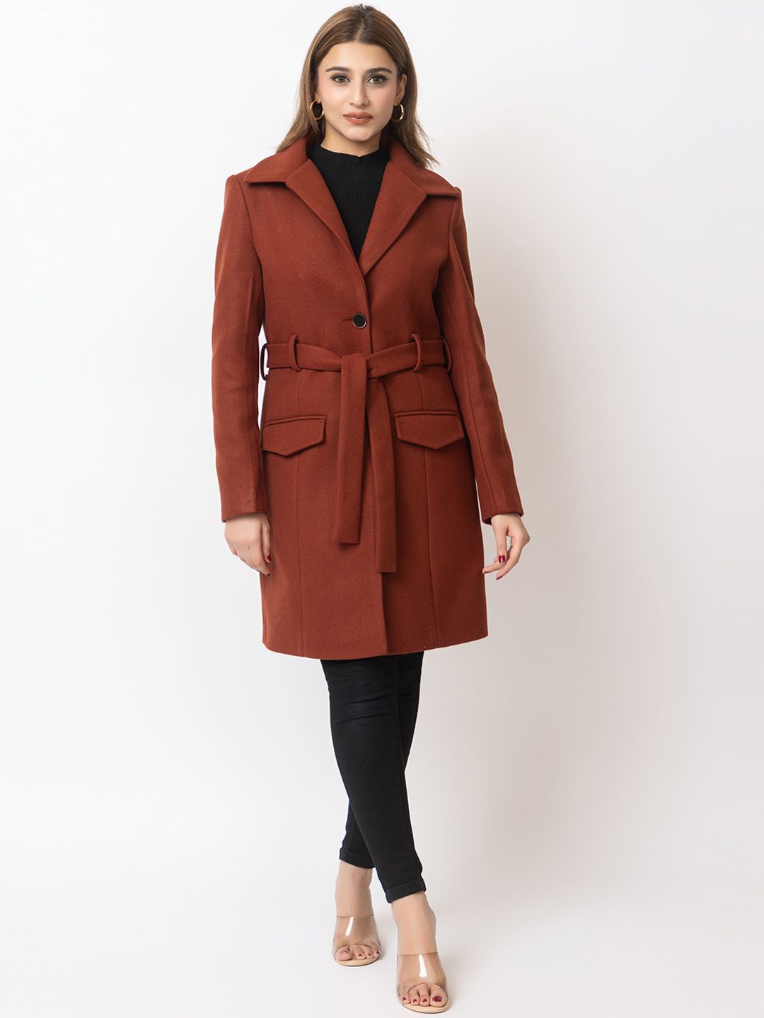 

ELEVEIGHT Single-Breasted Trench Coat, Rust