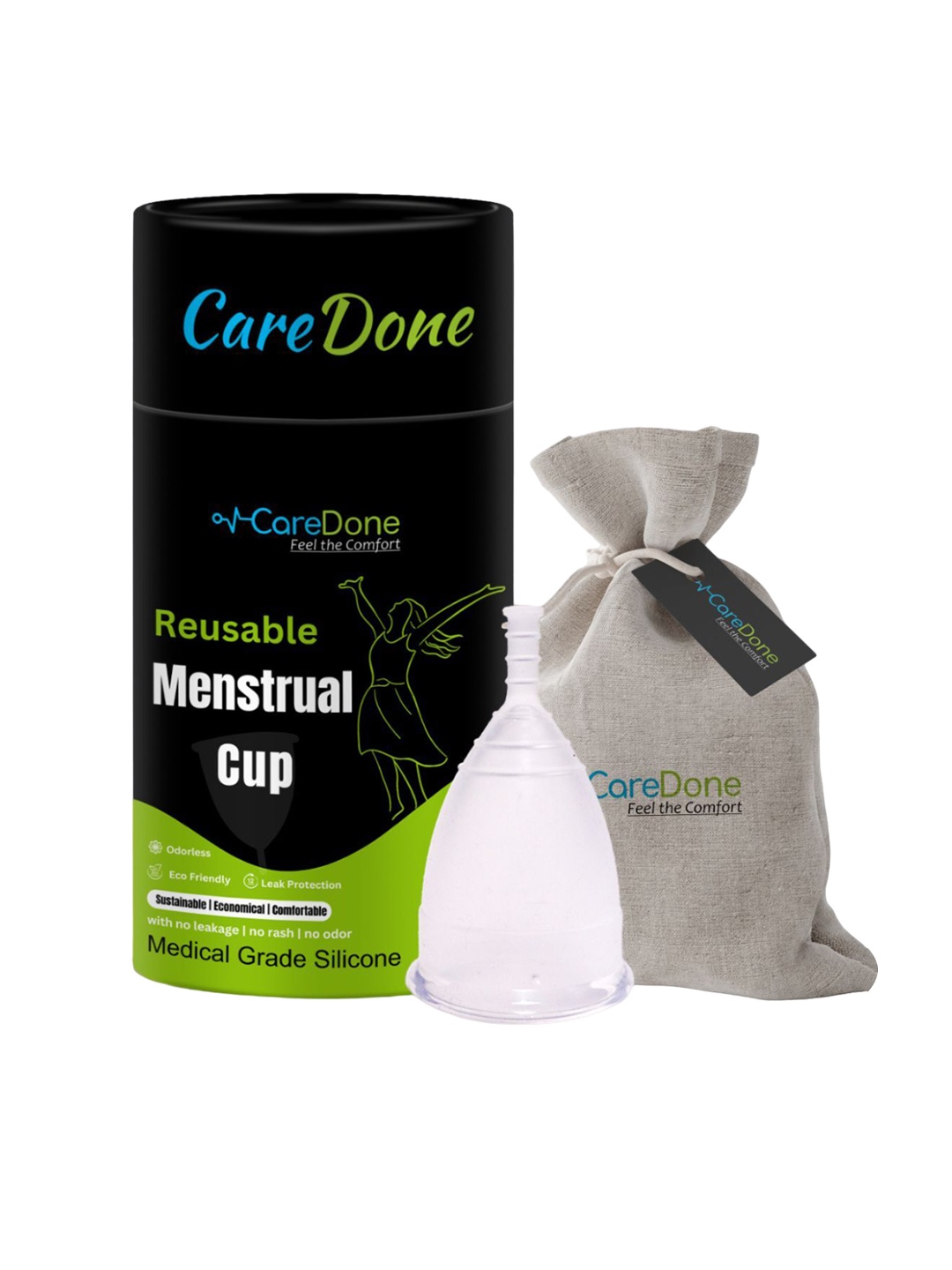 

CareDone Reusable & Leakproof Silicone Menstrual Cup - S, Black