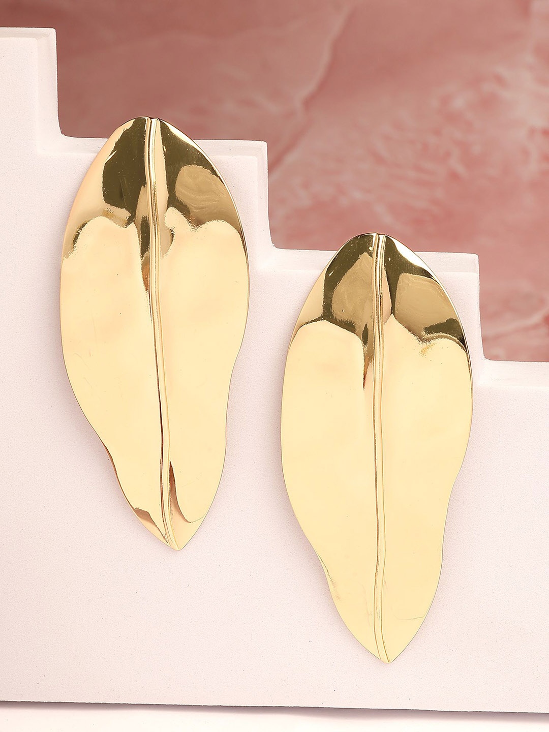 

Bohey by KARATCART Gold Plated Leaf Shape Drop Earrings