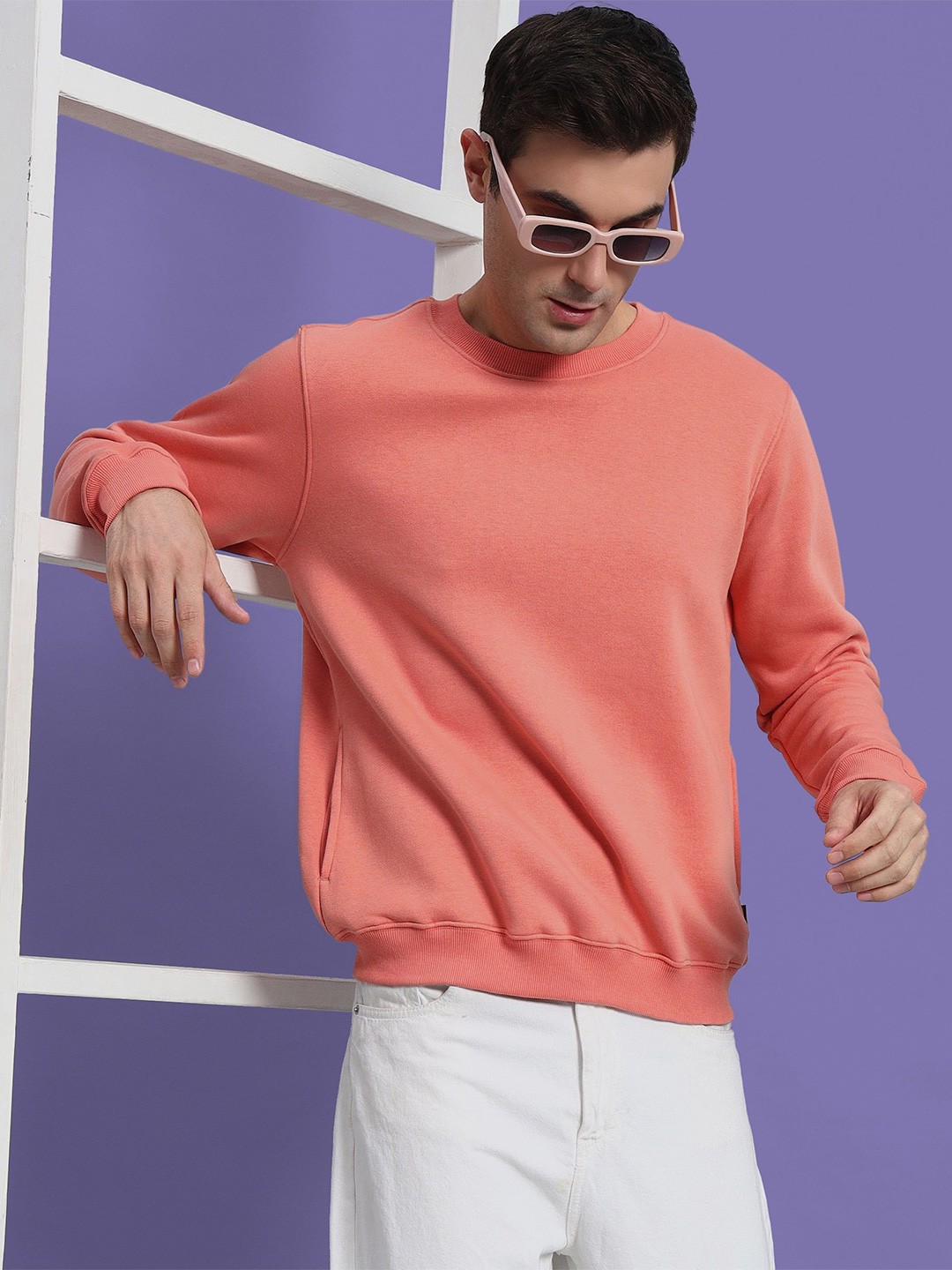 

PockMAN Men Solid Antimicrobial Sweatshirt, Peach