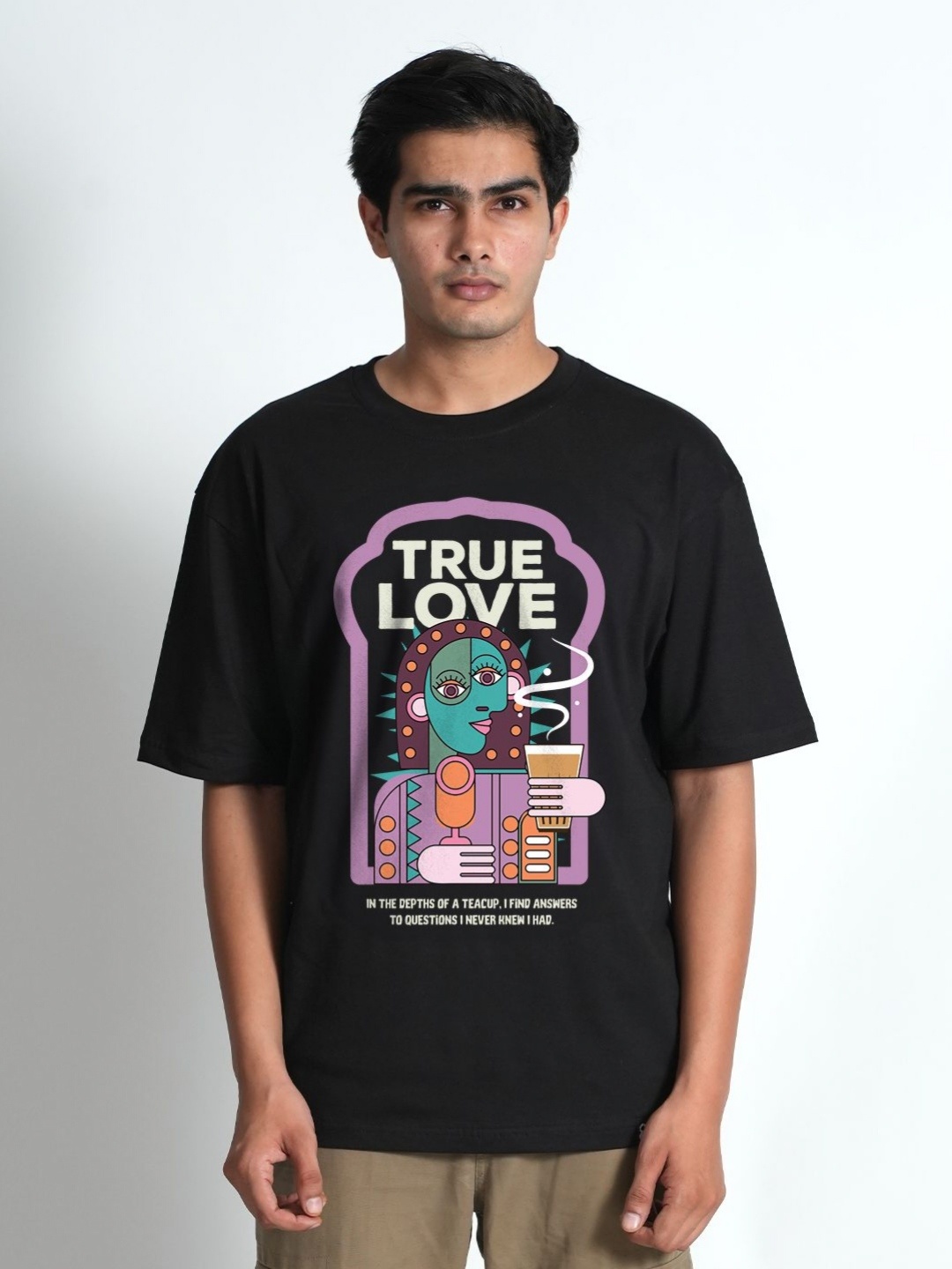 

Bloopers Store Men Graphic Printed Round Neck Cotton Oversized T-shirt, Black