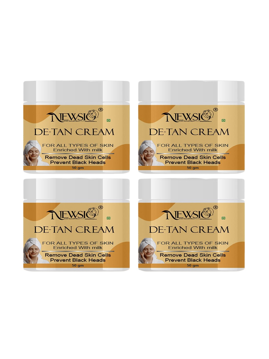 

Newsio Set Of 4 De-Tan Cream For Remove Dead Skin Cells - 50g Each, Beige