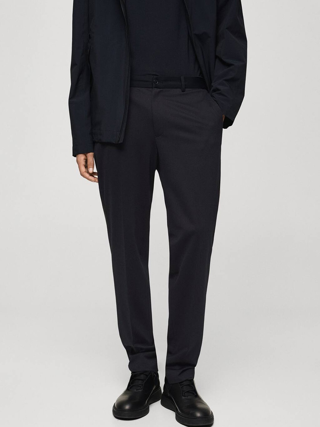 

MANGO MAN Stretch Fabric Suit Trousers, Navy blue