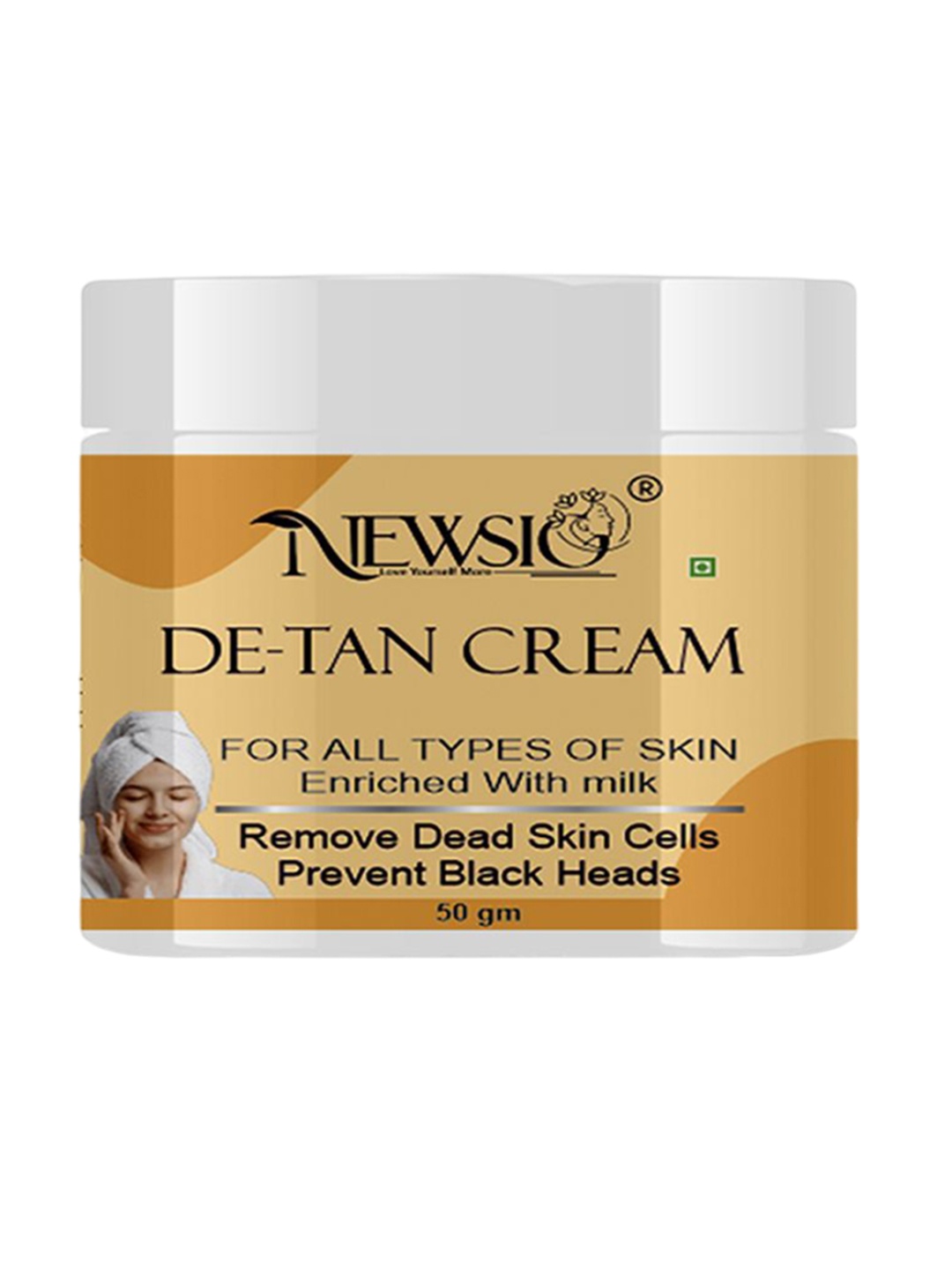

Newsio De-Tan Cream For Dead Skin Cells & Black Heads With Milk - 50 g, Yellow