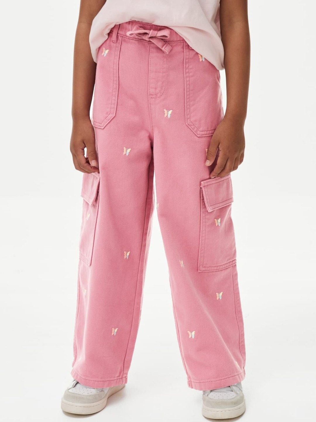

Marks & Spencer Boys Cotton High-Rise Cargo Trousers, Pink