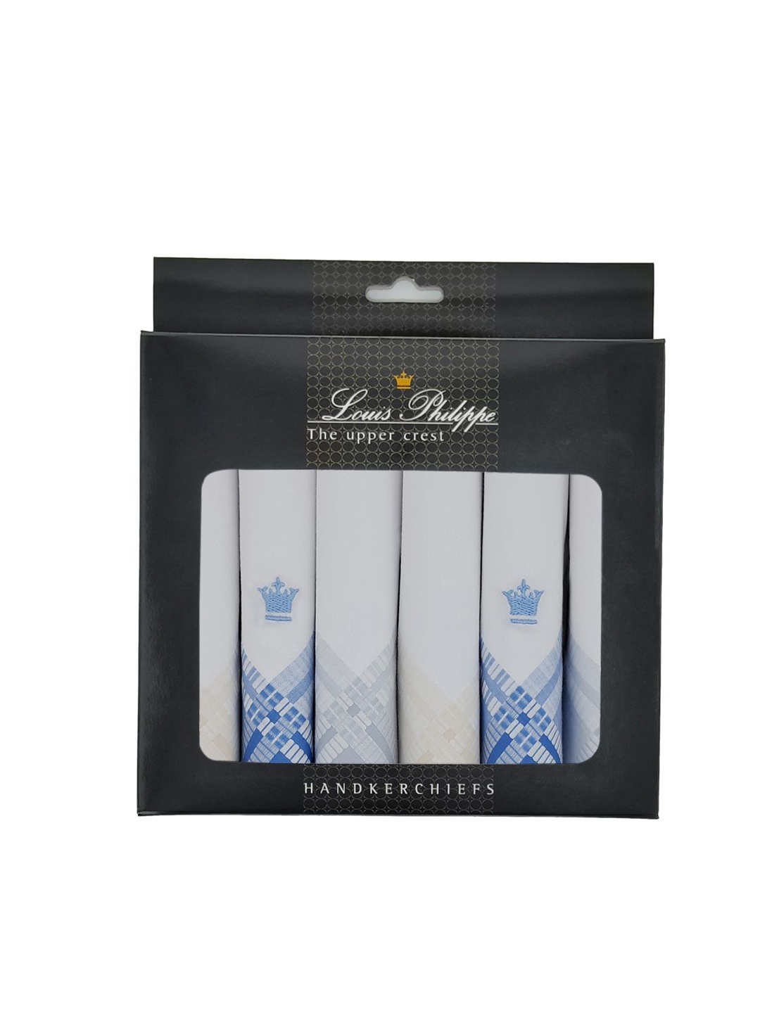 

Louis Philippe Pack Of 6 Cotton Striped Print Handkerchiefs, Grey
