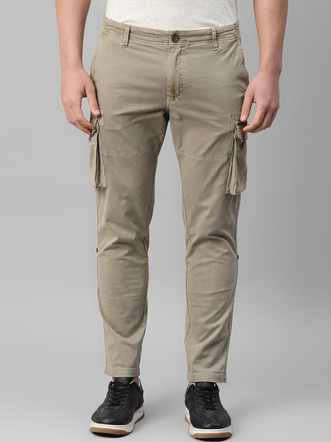 

Royal Enfield Men Mid-Rise Cargo Trousers, Khaki