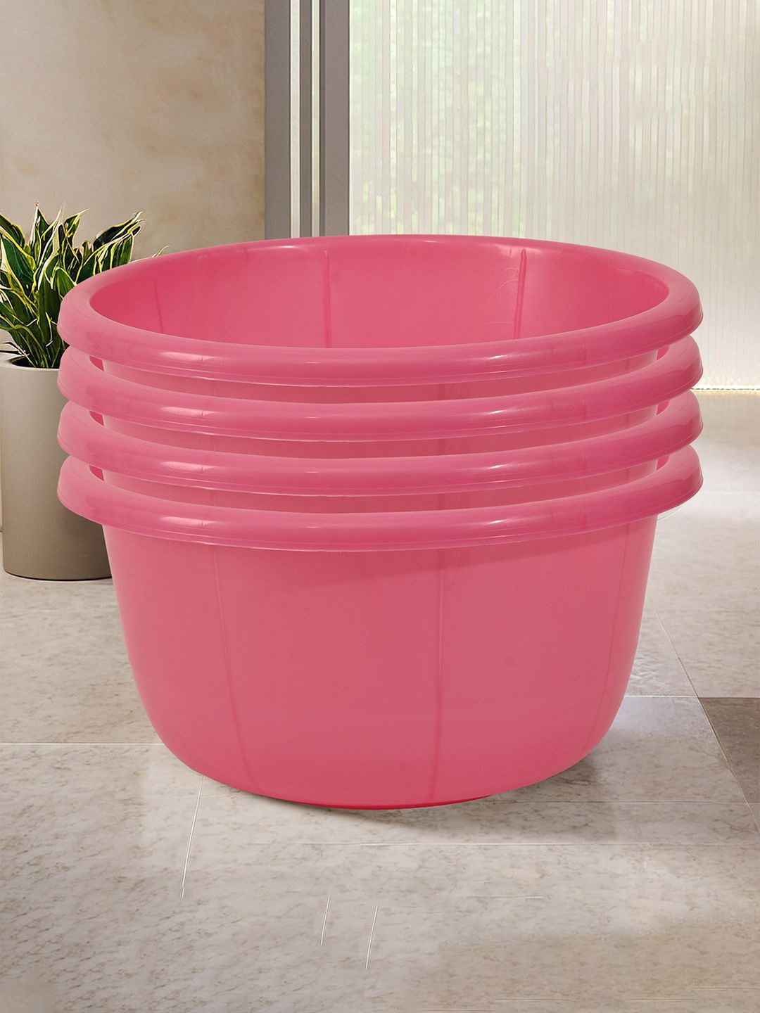 

Kuber Industries Pink 4 Pieces Classic Matte Bath Tub