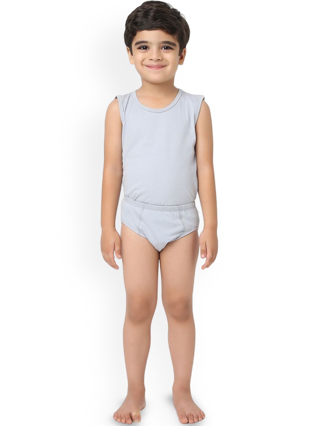 

You Got Plan B Boys Cotton Innerwear Vest & Hipster Brief Set, Grey
