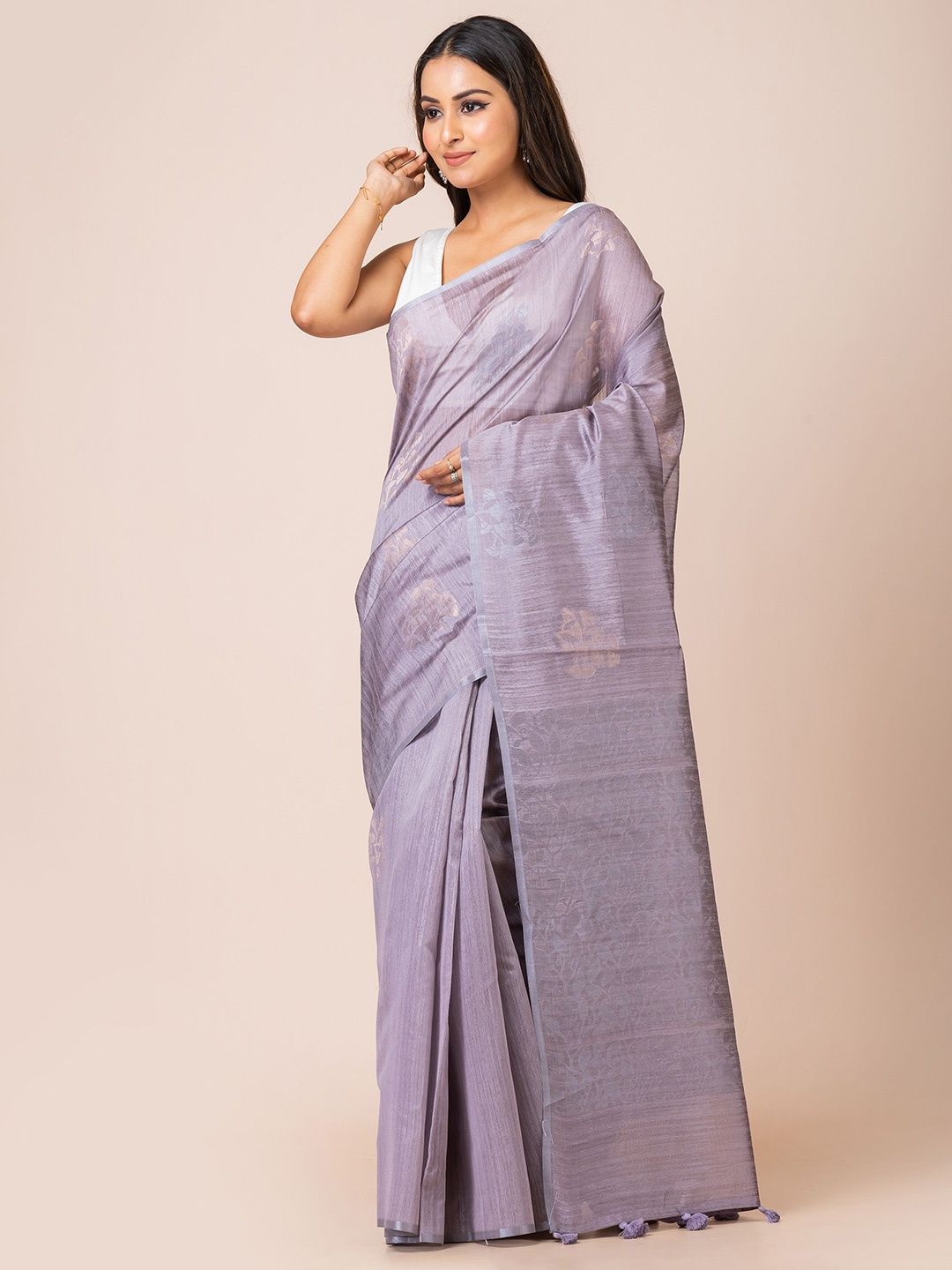 

KAVVYA Woven Design Banarasi Saree, Lavender