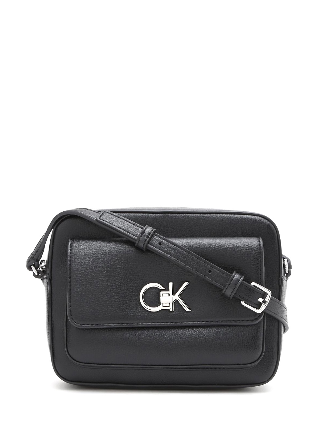 

Calvin Klein Women Solid Structured Sling Bag, Black