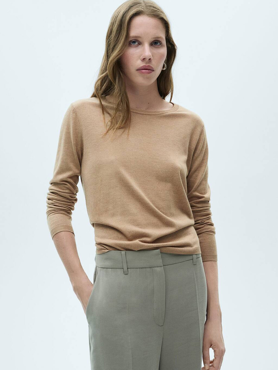 

MANGO Boat Neck Pullover Sweaters, Beige