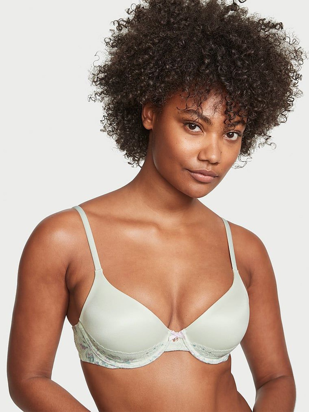 

Victoria's Secret Floral Full Coverage Lightly Padded Plunge Bra, Grey