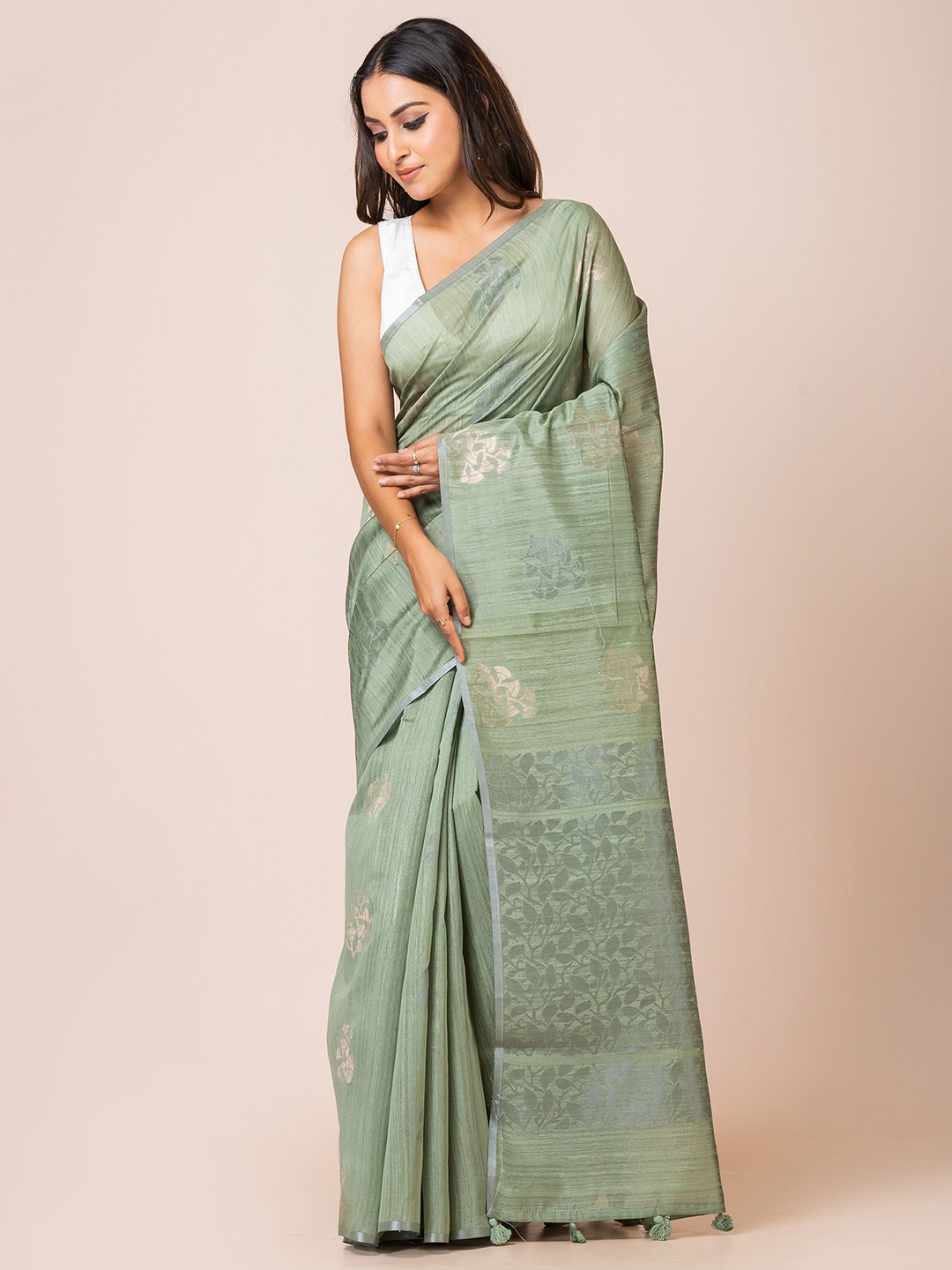 

KAVVYA Woven Design Banarasi Saree, Green