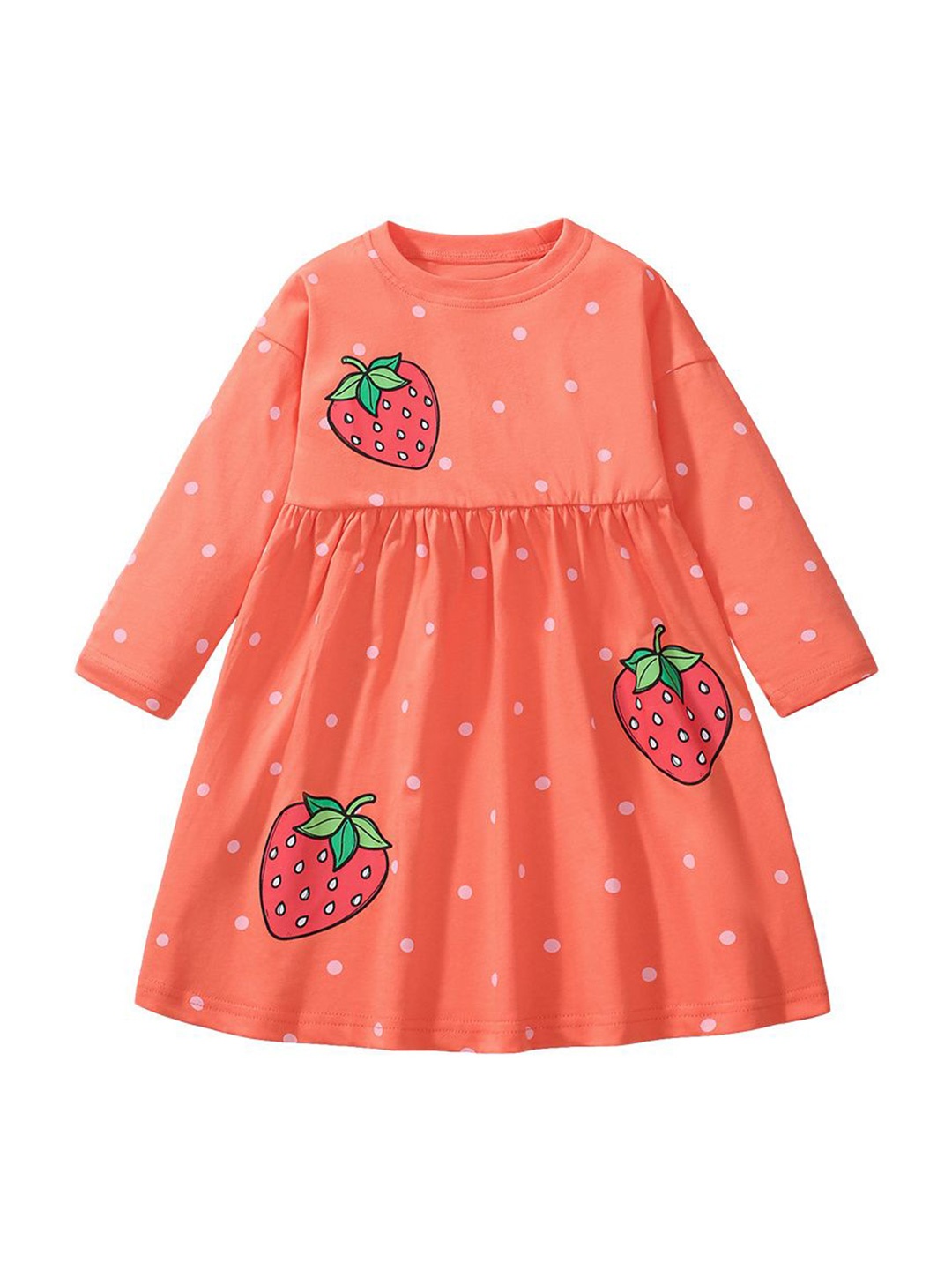 

StyleCast x Revolte Girls Conversational Printed Cotton A-Line Knee Length Dress, Orange