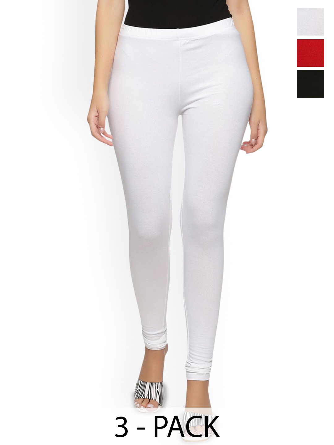 

Outflits Women Pack Of 3 Churidar Length Leggings, White