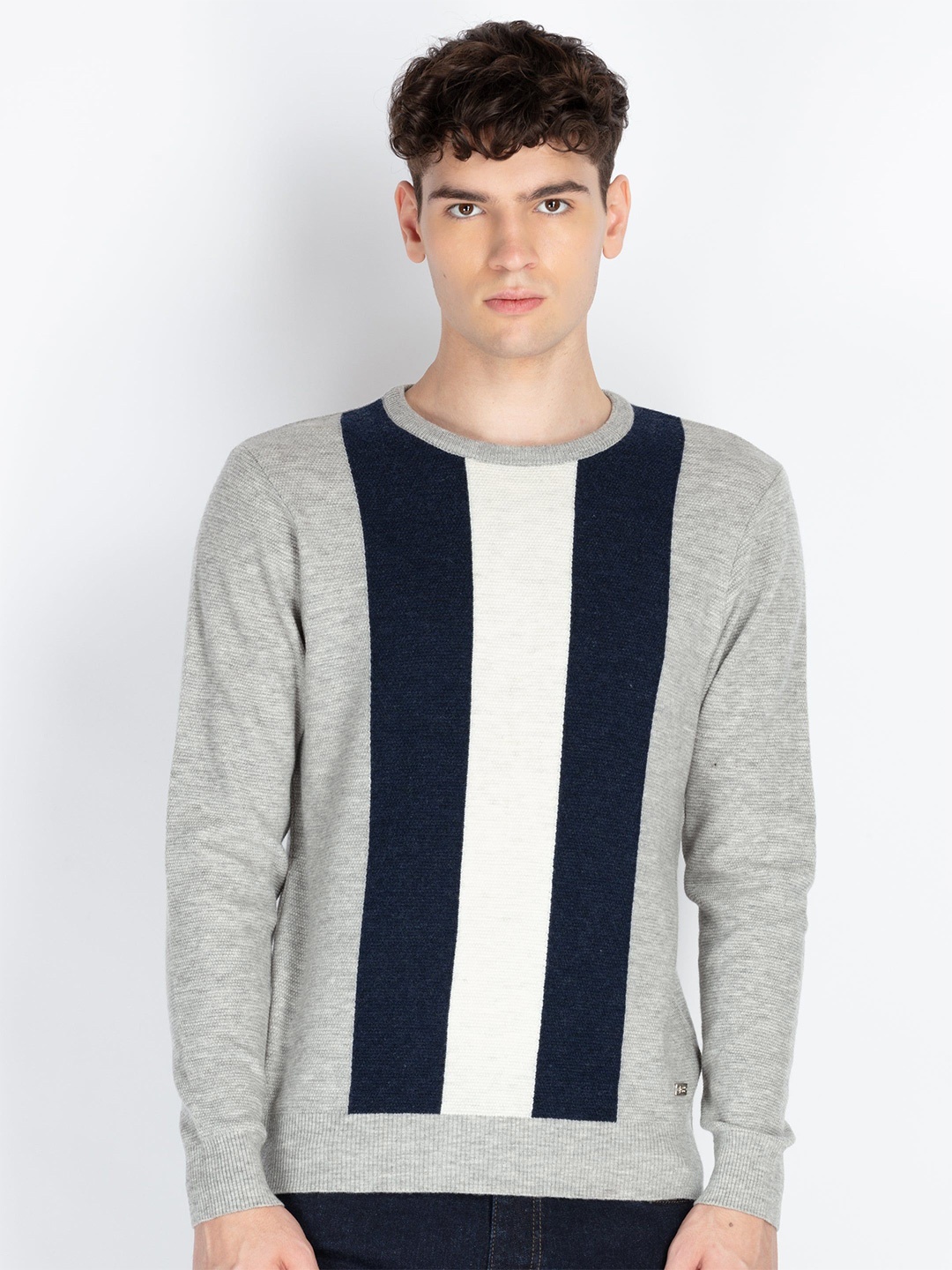 

Status Quo Men Colourblocked Pullover, Grey