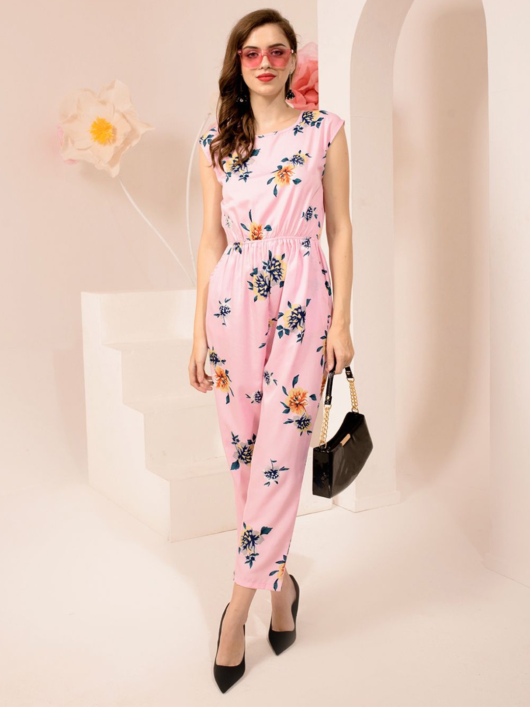 

BAESD Organic Cotton Printed Basic Jumpsuit, Pink