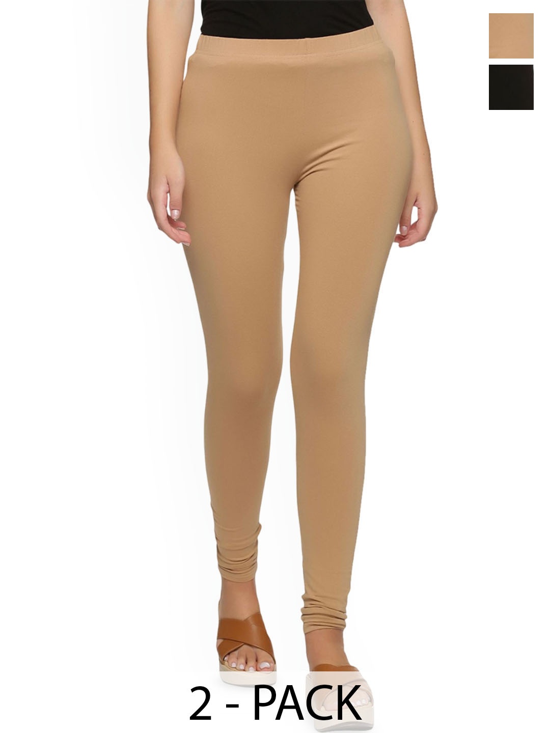 

Outflits Pack Of 2 Churidar Length Leggings, Black