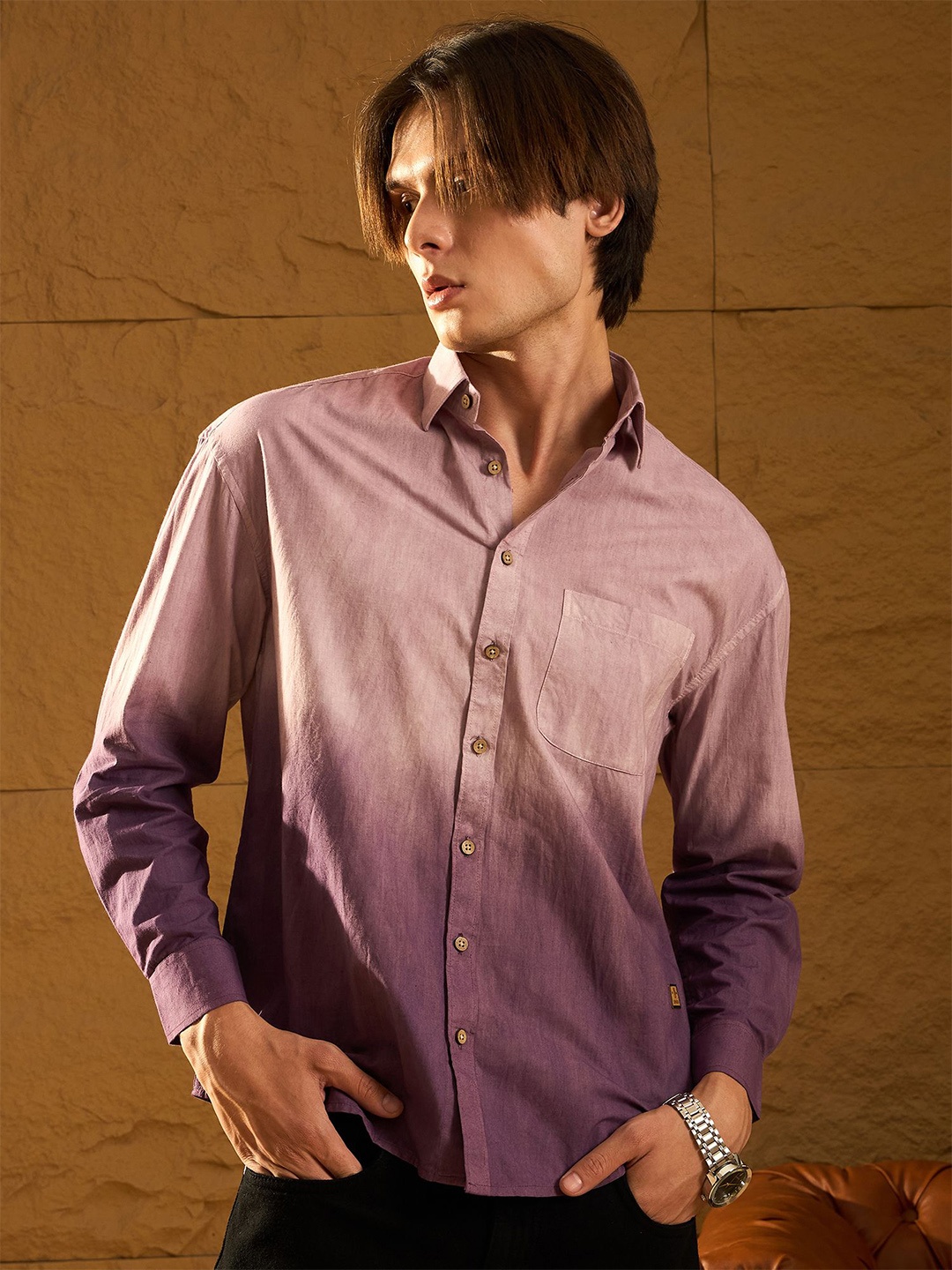 

DENNISON Men Relaxed Ombre Opaque Casual Shirt, Lavender