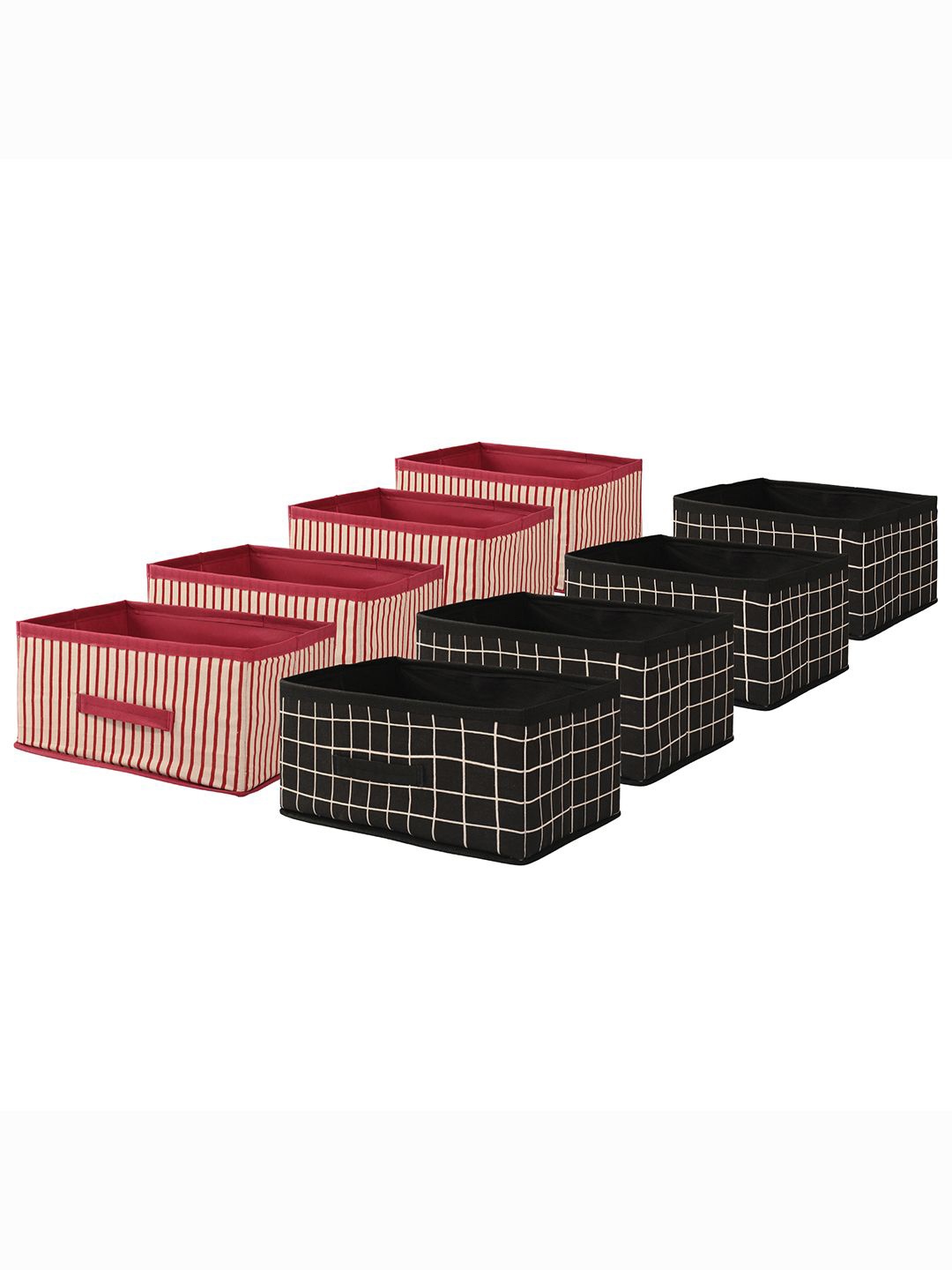 

Kuber Industries Black & Pink 8 Pieces Printed Multi-Utility Organisers