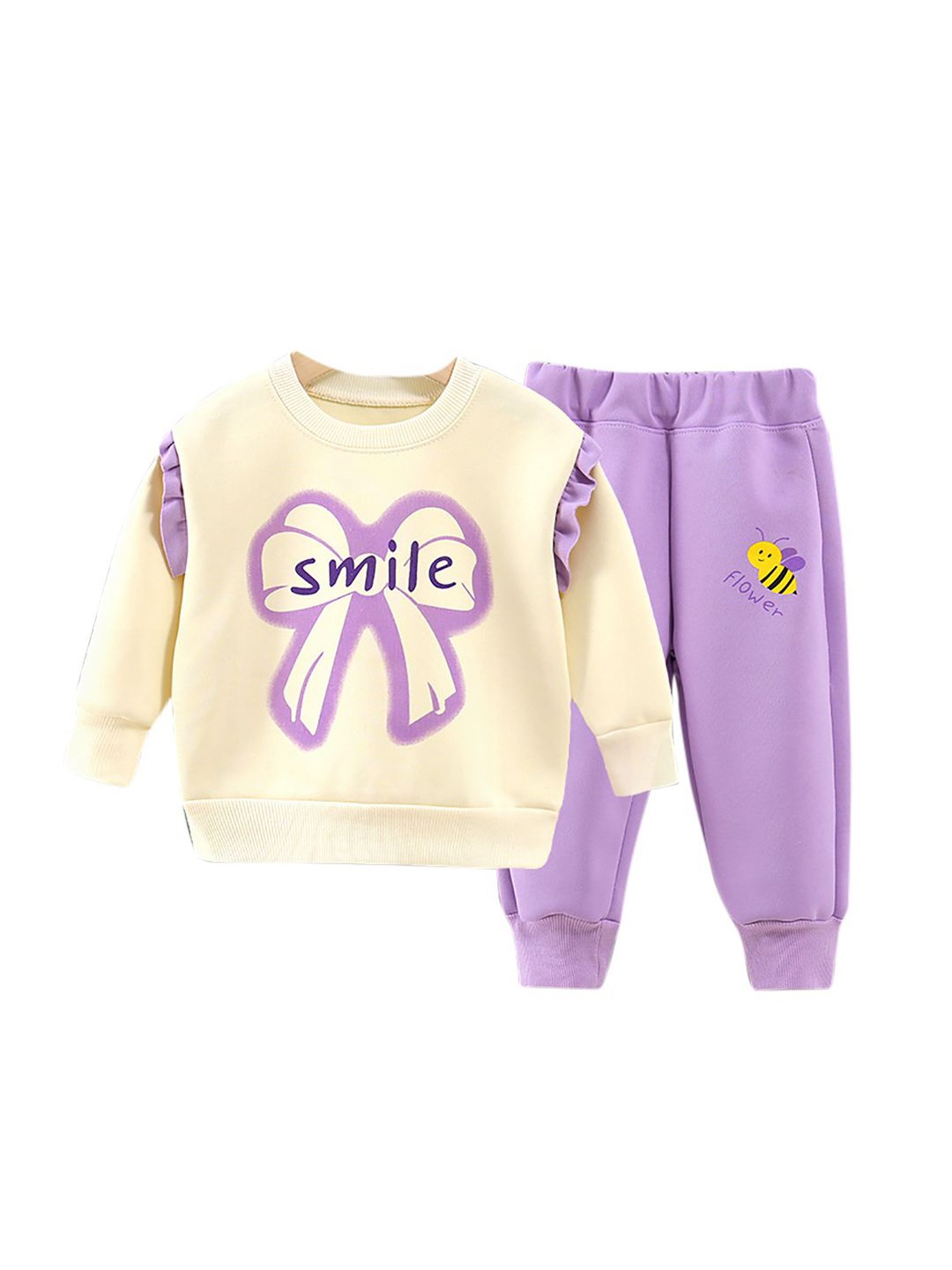 

StyleCast x Revolte Girls Printed Round Neck Long Sleeves Sweatshirt With Jogger, Purple