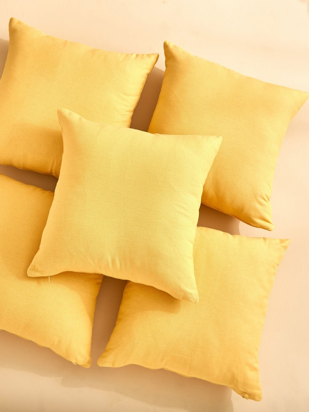 

Home Centre Yellow Set of 5 Square Cushion Covers