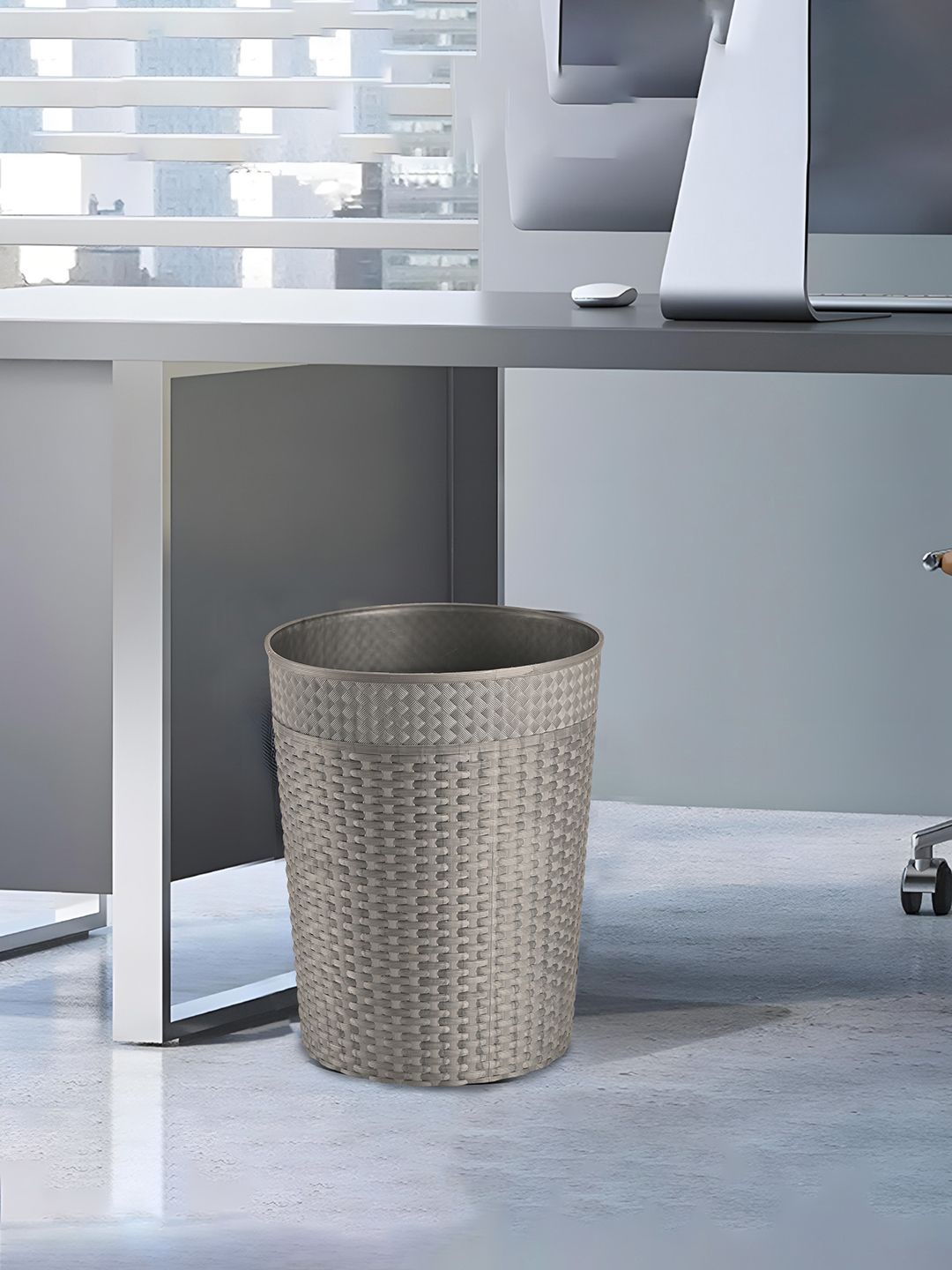 

Kuber Industries Grey 3 Pieces Checked Open Bins- 10L