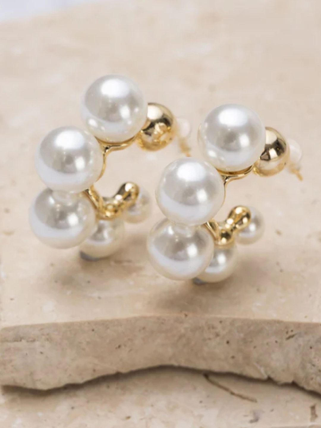 

SUBHAGALANKAR Gold-Plated Pearls Half Hoop Earrings