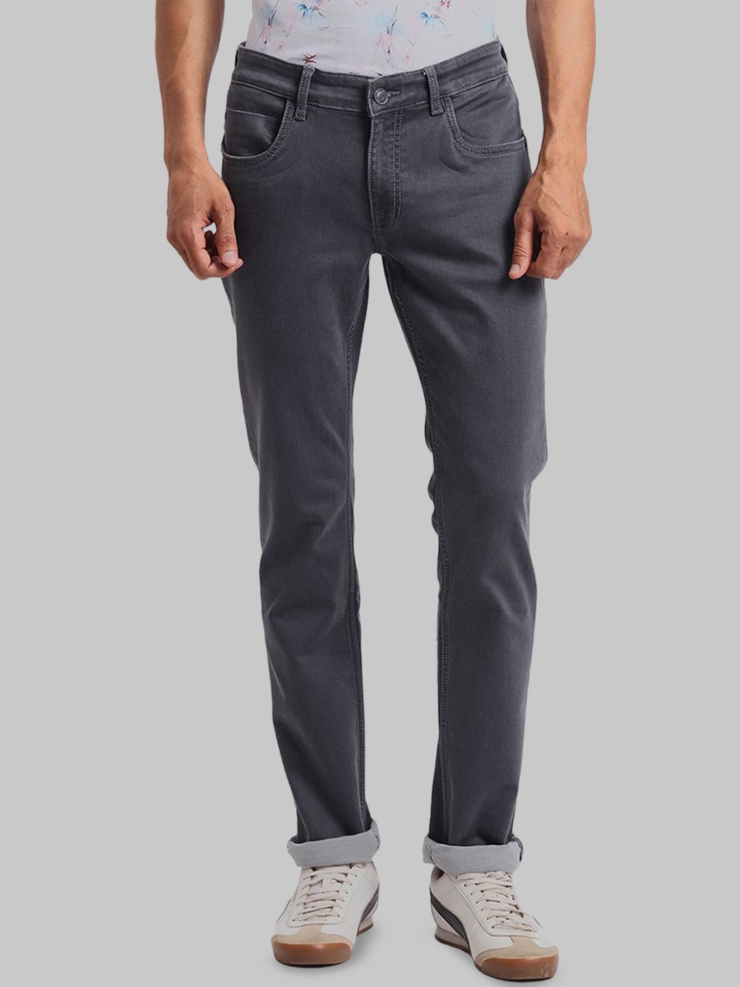 

ColorPlus Men Tapered Fit Mid-Rise Jeans, Grey