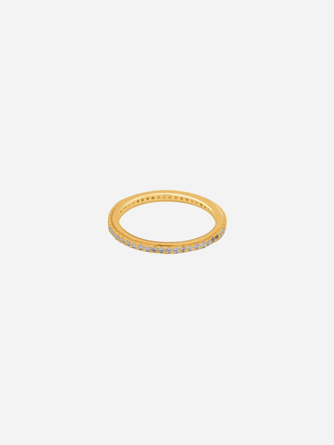

Trisu 925 Sterling Silver Gold Plated Cubic Zirconia Stone-Studded Vermeil Synergy Ring