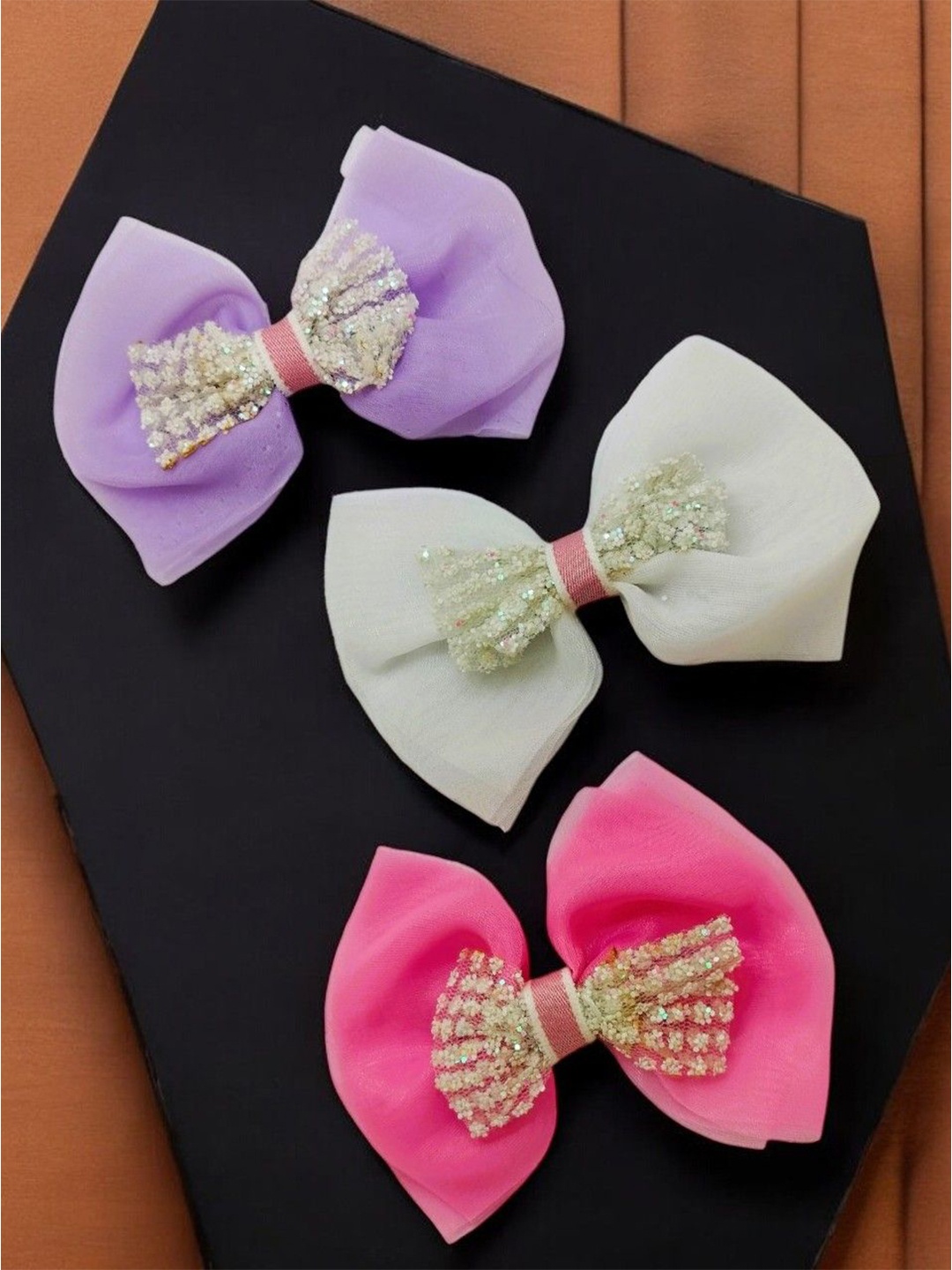 

9blings Girls Set of 3 Fabric and Metal Alligator Hair Clip, Pink